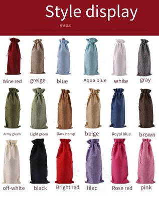 Sacos de vinho de Natal reutilizáveis de juta para garrafas de vinho Tipo de padrão de letra personalizado