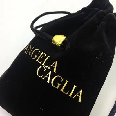 Bolsa de Veludo de Impressão de Ouro Negro Portátil para Embalagens de Joias Personalizadas