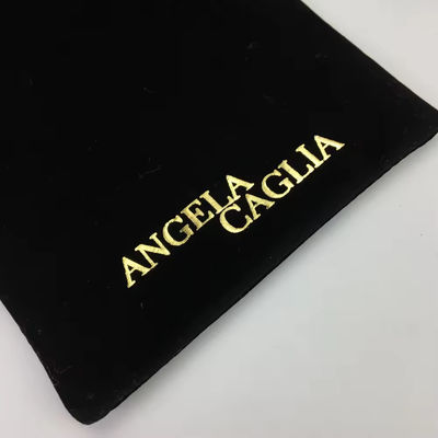 Bolsa de Veludo de Impressão de Ouro Negro Portátil para Embalagens de Joias Personalizadas