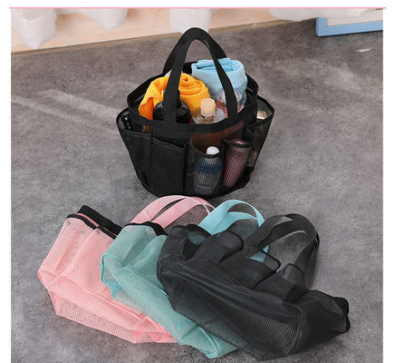 Saco de toque de praia de malha para armazenamento de cosméticos e roupas de banho femininos nas férias de verão