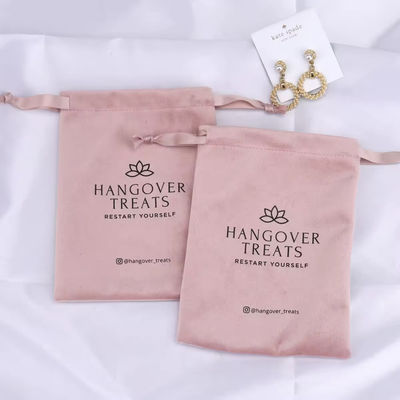 Saco de poeira de veludo rosa médio 30-50cm para embalagem cosmética de presente de cordas personalizadas