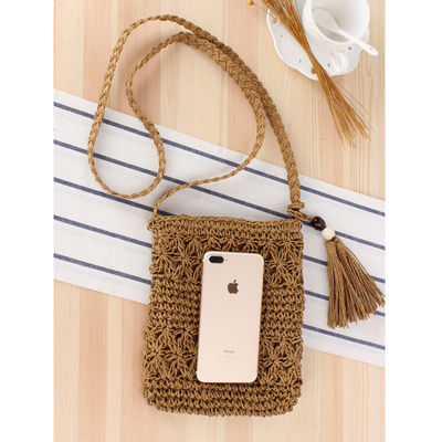 Logotipo personalizado aceito Sacos de palha crossbody de balde de madeira de palha para praia de verão