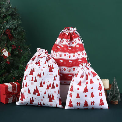 Carta Padrão Tipo Bolsas de cordas grandes Bolsas de algodão de Natal Bolsas de presente de Papai Noel