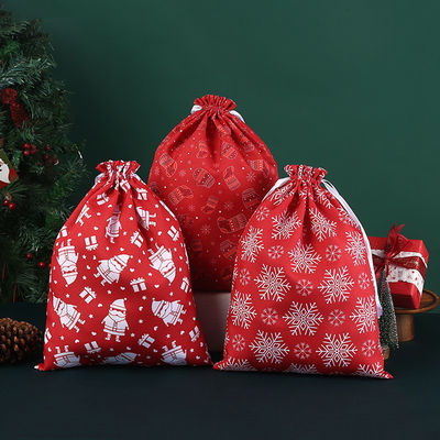 Carta Padrão Tipo Bolsas de cordas grandes Bolsas de algodão de Natal Bolsas de presente de Papai Noel