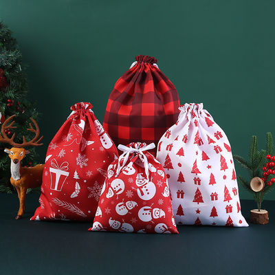 Carta Padrão Tipo Bolsas de cordas grandes Bolsas de algodão de Natal Bolsas de presente de Papai Noel
