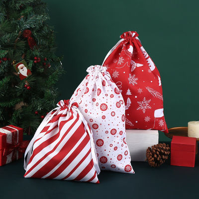 Carta Padrão Tipo Bolsas de cordas grandes Bolsas de algodão de Natal Bolsas de presente de Papai Noel