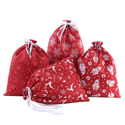 Carta Padrão Tipo Bolsas de cordas grandes Bolsas de algodão de Natal Bolsas de presente de Papai Noel