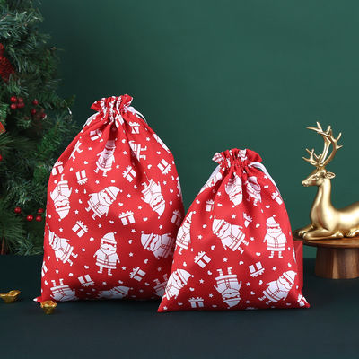 Carta Padrão Tipo Bolsas de cordas grandes Bolsas de algodão de Natal Bolsas de presente de Papai Noel