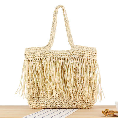 2024 Capacidade grande Mulheres Papel Palha Praia Tote Bolsa de Mão Com Tassel