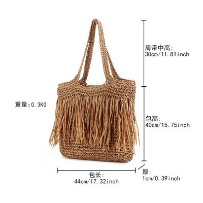 2024 Capacidade grande Mulheres Papel Palha Praia Tote Bolsa de Mão Com Tassel