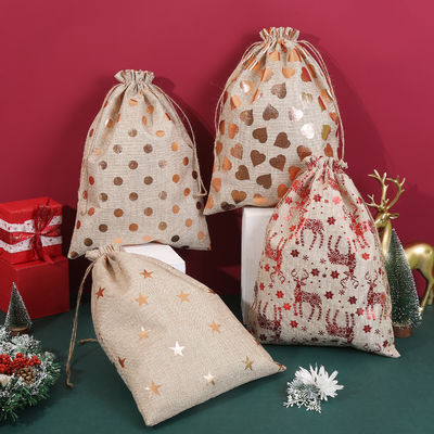Sacos de Papai Noel ecológicos Sacos de cordas para mini presentes e embalagens de doces
