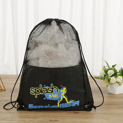 Bolsa de presente de poliéster de malha de cordas de tração Poliéster de nylon reciclado para bolsas desportivas reutilizáveis