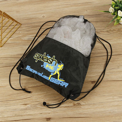 Bolsa de presente de poliéster de malha de cordas de tração Poliéster de nylon reciclado para bolsas desportivas reutilizáveis