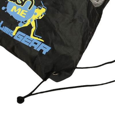 Bolsa de presente de poliéster de malha de cordas de tração Poliéster de nylon reciclado para bolsas desportivas reutilizáveis