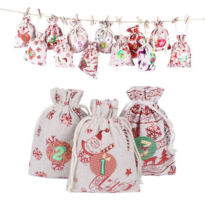 Bolsas de presente de Natal Bolsas personalizadas de jute de cores para presentes e favores de festa