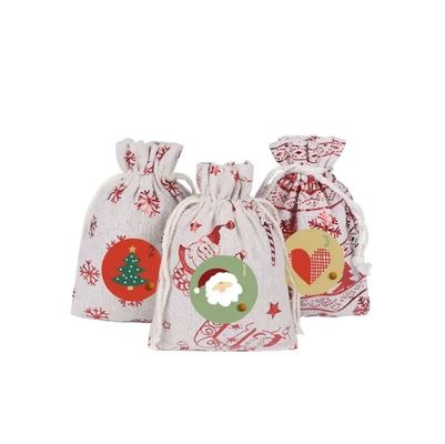 Bolsas de presente de Natal Bolsas personalizadas de jute de cores para presentes e favores de festa