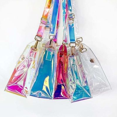 Saco de mão feminino transparente de verão de 2024 Saco de cadeia quadrada de geleia para venda casual