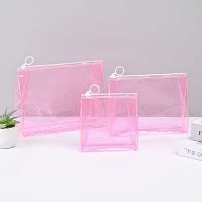Low MOQ PVC Custom LOGO Saco de viagem transparente Zip Lock Saco cosmético com logotipo personalizado