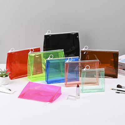 Low MOQ PVC Custom LOGO Saco de viagem transparente Zip Lock Saco cosmético com logotipo personalizado