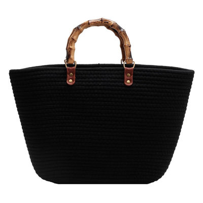 Mulheres elegantes Bolsa de palha de praia tecida Bolsa casual feita à mão Bolsas de ombro de rotão