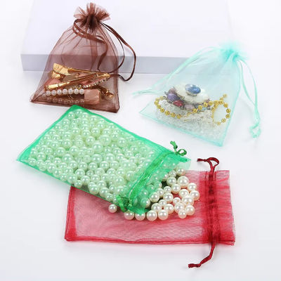 Logotipo Personalizável Soft-Loop Organza Sacos Pequenas Bolsas para Embalagens de Joias