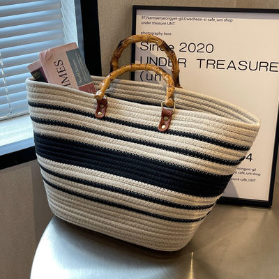 Mulheres elegantes Bolsa de palha de praia tecida Bolsa casual feita à mão Bolsas de ombro de rotão