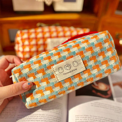 Bolsas de maquiagem de marca privada com impressão verificada Bolsa cosmética de viagem de poliéster reciclado