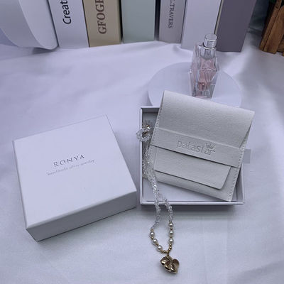 Logotipo personalizado Suede Jóias Brinco Bolsa com Caixa e Insert Pad OEM / ODM aceitável