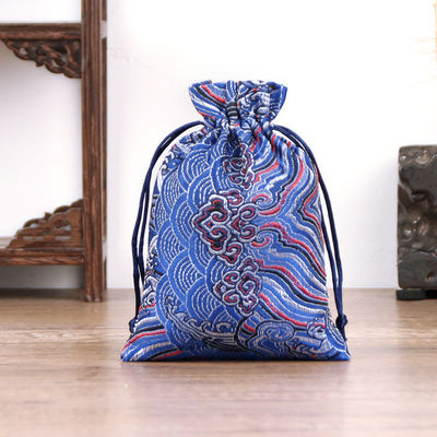 Bolsa de cordas de brocado de estilo chinês de cor personalizada para bolso de jóias de logotipo personalizado