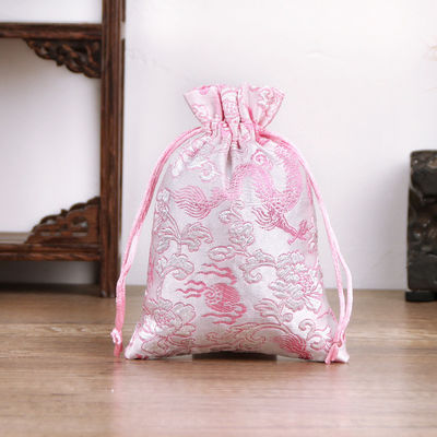 Bolsa de cordas de brocado de estilo chinês de cor personalizada para bolso de jóias de logotipo personalizado
