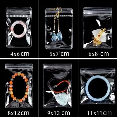 Bolsa de embalagem de bijuterias de fecho de fechadura personalizada PVC transparente Mini Bolsa de fechadura com logotipo reutilizável