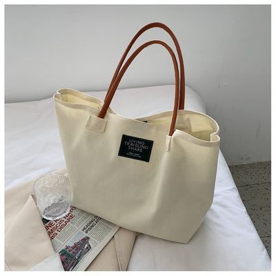 Última moda logotipo personalizado de lona bolso de grande capacidade bolsa de um único ombro estudante