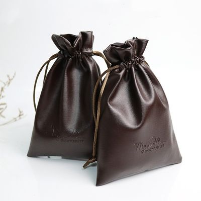 Medium Size Custom Logotipo PU Couro Jóias Bolsa Saco de cordas para armazenamento de alta classe
