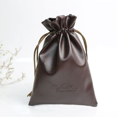 Medium Size Custom Logotipo PU Couro Jóias Bolsa Saco de cordas para armazenamento de alta classe