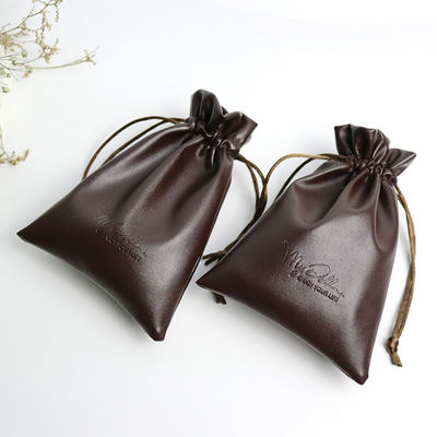 Medium Size Custom Logotipo PU Couro Jóias Bolsa Saco de cordas para armazenamento de alta classe