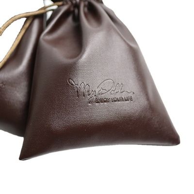 Medium Size Custom Logotipo PU Couro Jóias Bolsa Saco de cordas para armazenamento de alta classe