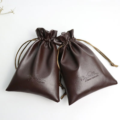 Medium Size Custom Logotipo PU Couro Jóias Bolsa Saco de cordas para armazenamento de alta classe