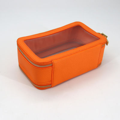 Pequeno saco sanitário de pele de viagem impermeável PU com caixa de maquiagem de PVC de cor personalizada