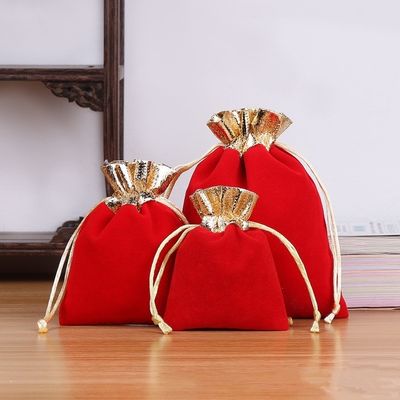 Saco de embalagem de veludo pequeno de luxo cordão personalizado para jóias e cosméticos