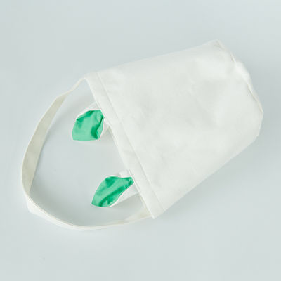 Logotipo personalizado de linho de fundo redondo portavel de coelho de orelha de Páscoa saco de cesta com e mais novo estilo