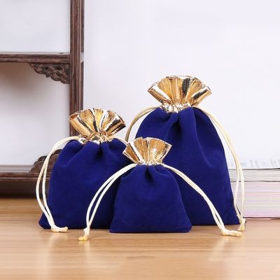 Saco de embalagem de veludo pequeno de luxo cordão personalizado para jóias e cosméticos
