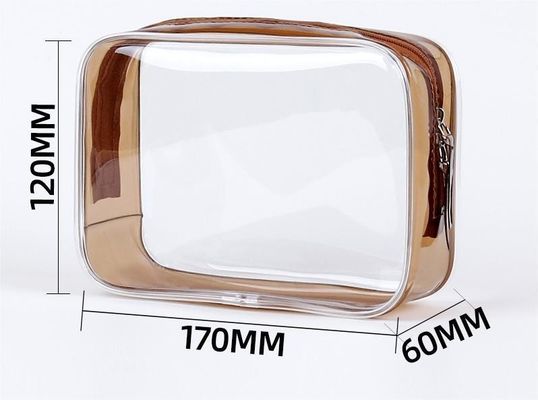 Logotipo personalizado Saco de maquiagem de PVC transparente Saco de higiene pessoal pequeno para mulheres Zipper duplo