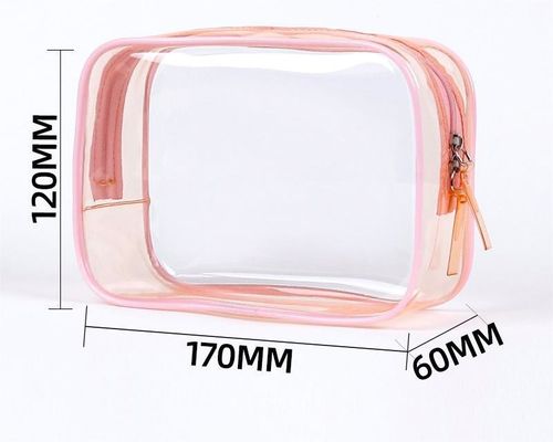 Logotipo personalizado Saco de maquiagem de PVC transparente Saco de higiene pessoal pequeno para mulheres Zipper duplo