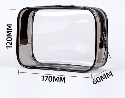 Logotipo personalizado Saco de maquiagem de PVC transparente Saco de higiene pessoal pequeno para mulheres Zipper duplo