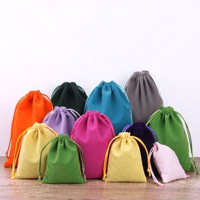 Bolsas coloridas de cordas de veludo para embalagem e exibição de jóias personalizadas