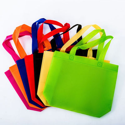 Bolsa de compras colorida de toques não tecidos com impressão de logotipo personalizado e revestimento de poliéster