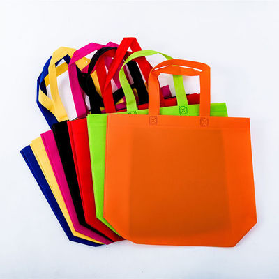 Bolsa de compras colorida de toques não tecidos com impressão de logotipo personalizado e revestimento de poliéster