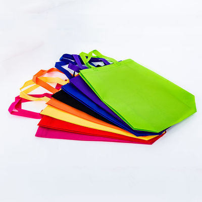Bolsa de compras colorida de toques não tecidos com impressão de logotipo personalizado e revestimento de poliéster