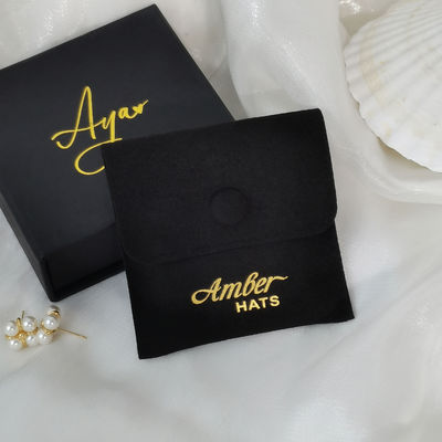 Imprimir Logotipo Bijuterias Embalagem Microfibra Bolsa de Botão Snap com Insert Pad/Card