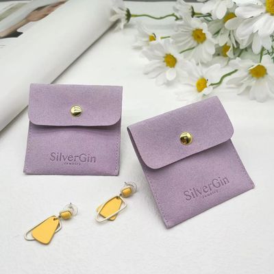 Bolsa de jóias Logotipo de impressão de luxo Bolsas de botões de microfibra para brincos e colares